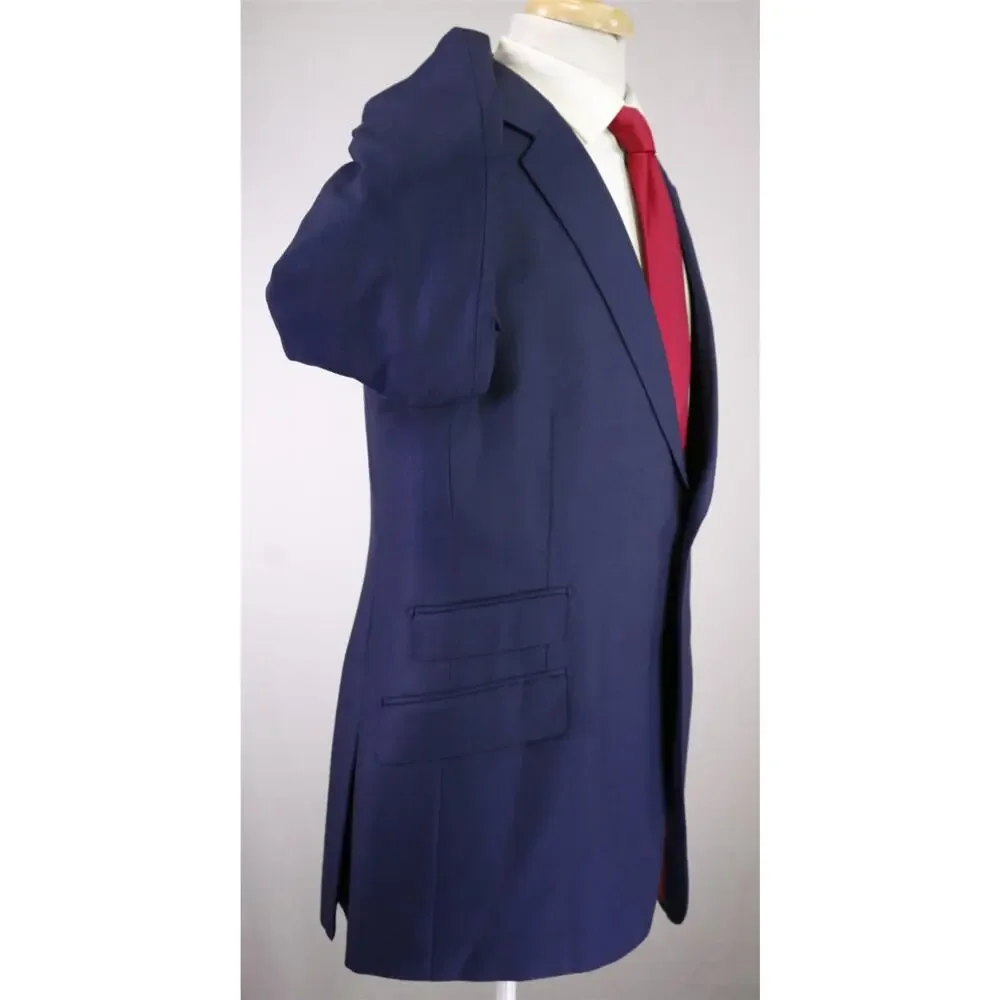 Suitsupply Sienna Navy Blue Birdseye Woven 2-Btn Wool Suit 44R